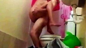 brunette latina housewife squirts in bathroom fuck with secret cousin while hubby away