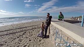 damn this athletic blonde's big ass bounces wild on beach cock outdoors