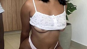 innocent model throbs bbc while curvy latina watches close