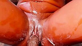 lola black the curvy ebony babe pounds jumbo black dildo into wet pussy hard. big tits bounce wildly