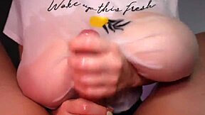 wife fingers my cock on street while collecting public cumshots