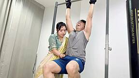 indian bhabhi gym teacher gets hardcore pussy creampie rough workout fuck