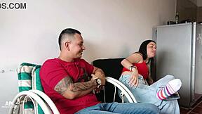 Chubby Colombian Wife Rides Old Cuckold Hubby to Creampie Squirting