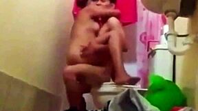 brunette latina housewife squirts in bathroom fuck with secret cousin while hubby away