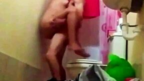 brunette latina housewife squirts in bathroom fuck with secret cousin while hubby away