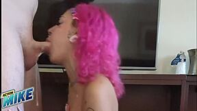 Pink Hair Pixie Nali Marie Sloppy Deepthroat Gagging