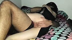 sexy latina wife in lingerie rides cock with her dripping wet shaved pussy