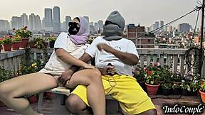 stepsis balcony grope turns hairy pussy outdoor fuck... she begged for it