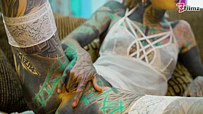 Tattooed goth teen in lingerie fingers gaping asshole till she squirts wildly!