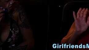 Petite inked ebony teen rides face