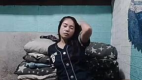hey, your cute asian roommate's getting horny in the dorm...