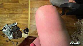 fucks petite milf bent over chair doggystyle creampie huge jizz load