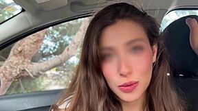 Stranger Peers as Petite Teen Sucks Boss's Cock in Car Break