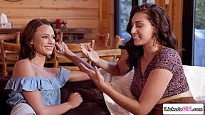 Lesbian Convinces Straight BFF to Spread Legs for Intense Pussy Licking and Scissoring