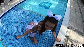 Threesome Pool Fuck with Yessica Bunny Big Ass Wet!