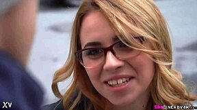 god this innocent-looking teen cutie with glasses hides such a depraved deepthroat slut inside her - full scene waiting