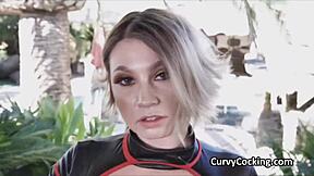 oily curvy busty teen climbs on hard cock riding it deep while her big tits bounce wildly
