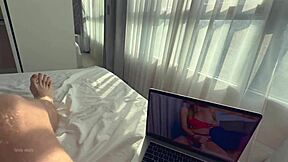 pervy stepsis caught watching bro masturbate then rough cowgirl doggy fuck.