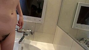 cute japanese college beauty's first time legs spread in bra