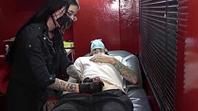 Mei pang and john lemon's cock piercing threesome ends in sloppy cum facials and riding