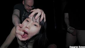 Fucked LIKE A DOG by three guys! japanese college teen begs for rough group pounding