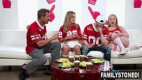 Step Parents' Wild Foursome With Teens For Touchdown Glory!