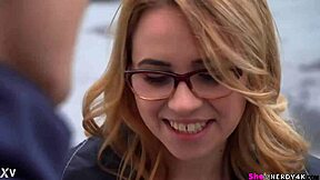 god this innocent-looking teen cutie with glasses hides such a depraved deepthroat slut inside her - full scene waiting