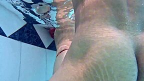 skinny teen takes rough public pool standup fuck
