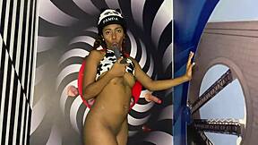 HORNY LATINA BRUNETTE SQUIRTS RIDING HUGE TOYS IN WET PUSSY SOLO!