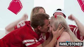 Step Parents' Wild Foursome With Teens For Touchdown Glory!