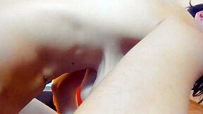 Bound Brunette's Shaved Pussy and Big Tits Teased in Rope Bondage Play