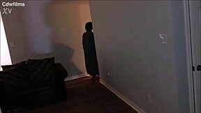 Curvy ebony lady seduces caught burglar, worships his big black cock with oiled ass shaking