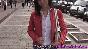 braces teen gets jizz covered after hardcore outdoor blowjob