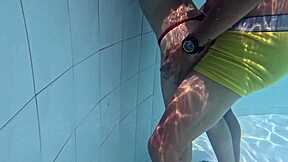 skinny teen takes rough public pool standup fuck