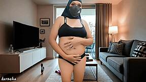 hijab PREGNANT doctor BORED alone flashing TITS in hospital room