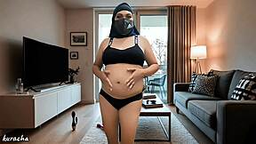 hijab PREGNANT doctor BORED alone flashing TITS in hospital room