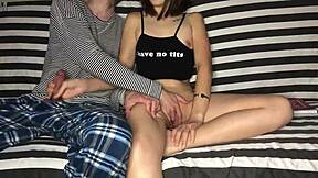 stepbro put hand on dick i jerked him off he shook me to orgasm.