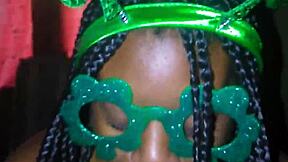 petite ebony teen gives sloppy deepthroat on monster bbc for st patty's