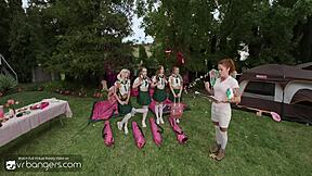 vr bangers three uniformed teen scouts orgy camp fuck lick ride 🍆🏕️💦