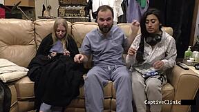 corporate slaves jasmine rose bent over in latex handcuffs for hairy doggystyle humiliation