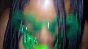 petite ebony teen gives sloppy deepthroat on monster bbc for st patty's