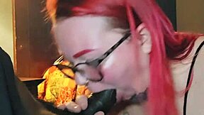 Redhead Aubrey bigbabe304 slurps sloppy on fat BBC