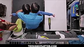 tiny 18yo shoplifter suki sin and milf guard nikki nicole fucked by juan largo's big dick