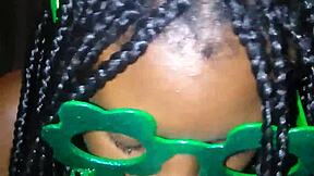 petite ebony teen gives sloppy deepthroat on monster bbc for st patty's