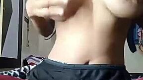 my super hot indian girlfriend's big natural boobs make me so horny on webcam