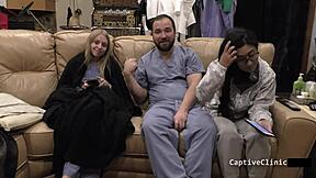 corporate slaves jasmine rose bent over in latex handcuffs for hairy doggystyle humiliation