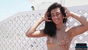 Petite Latina Katherinne Sofia Poses Nude On Sunny Rooftop