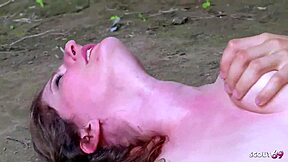 Sabrina's saggy tits bounce wild on beach cock during risky pickup!