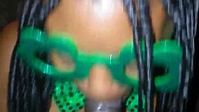 petite ebony teen gives sloppy deepthroat on monster bbc for st patty's
