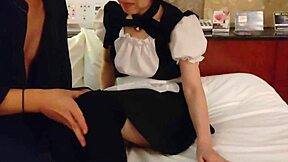imagine cute maid in fishnets jerking you while you lick her to orgasm then creampie cosplay